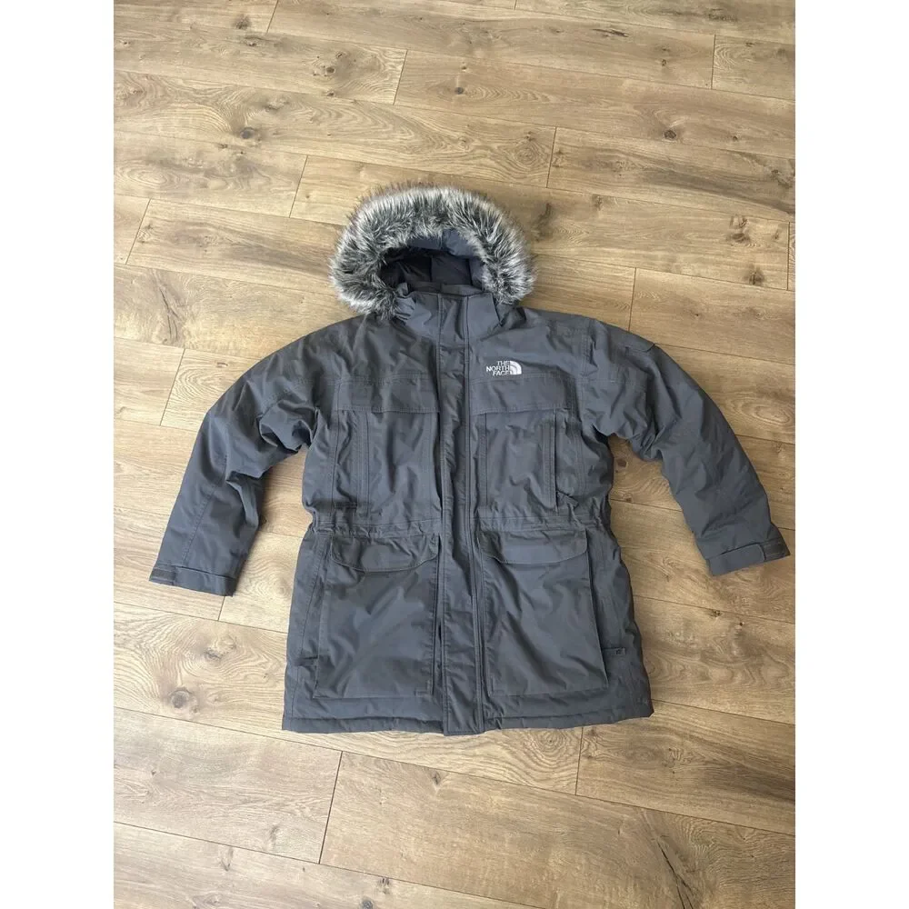 THE NORTH FACE xl mens mcmurdo parka down coat hooded fur grey down winter coat